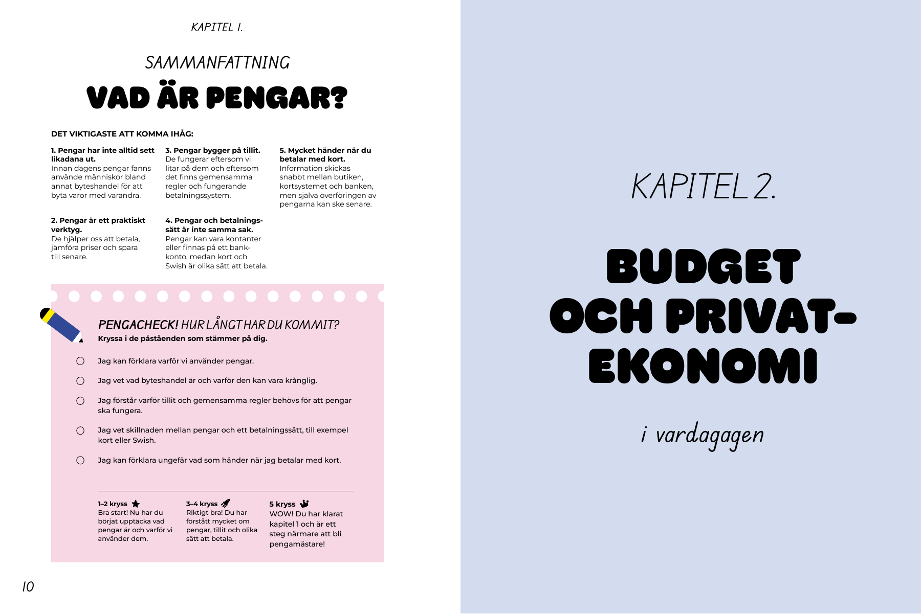 Uppslag om budget, månadspeng och de tre sparhinkarna